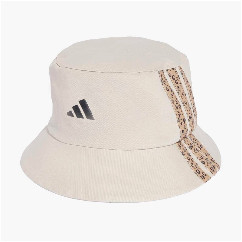 adidas Mens 3-Stripes Leopard Graphic Bucket Hat Beige/Black - Image 1