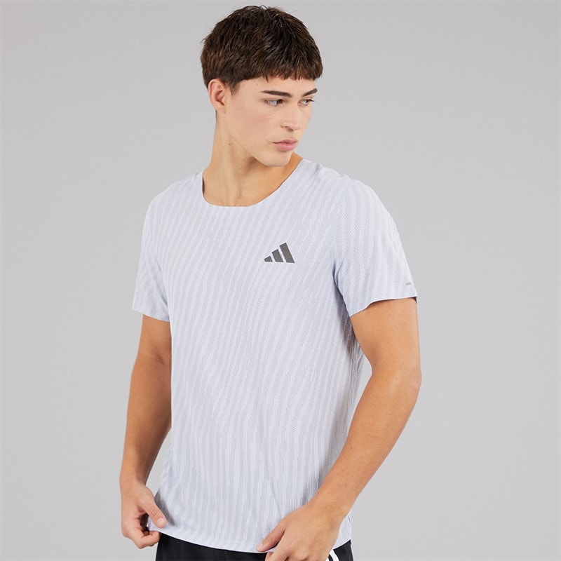 adidas Mens Adi365 Climacool+ Running T-Shirt Halo Silver/White