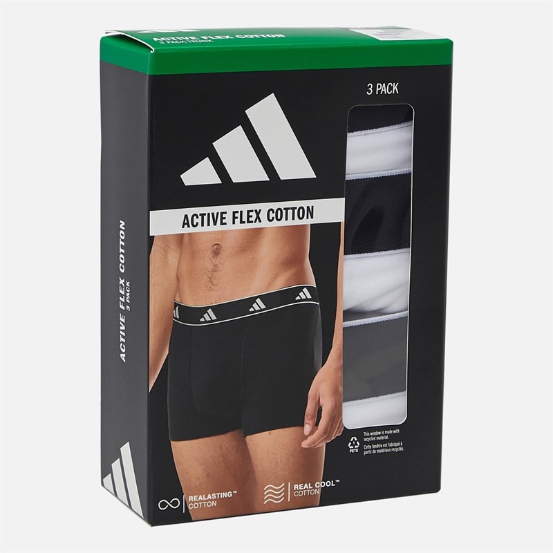 adidas Mens Active Flex Three Pack Trunks White - Image 2