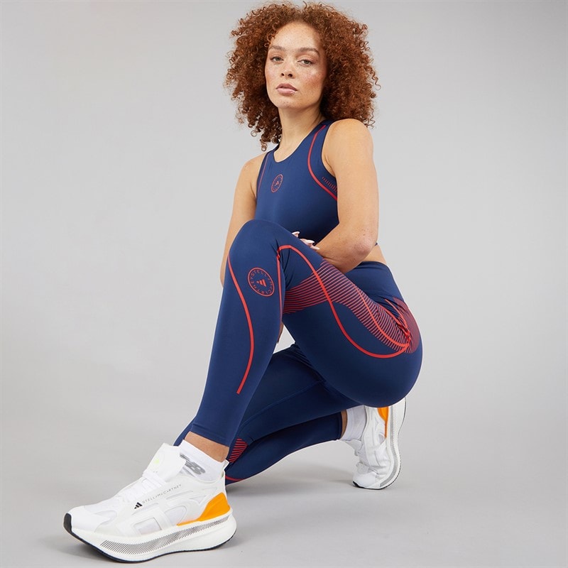 adidas Womens adidas By Stella McCartney Running Crop Top Team Navy Blue - Image 4