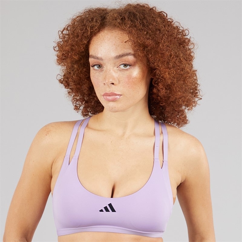 adidas Womens Aeroimpact Luxe Training Light Support Sports Bra Powder Plum - Image 1