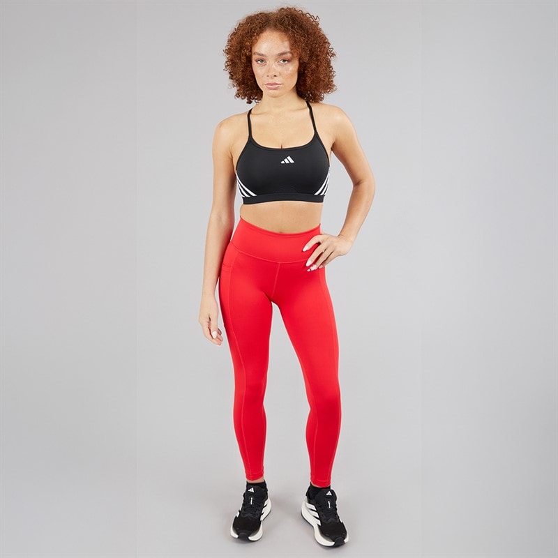 adidas Womens Aeroreact 3-Stripes Training Light Support Sports Bra Black/White - Image 4