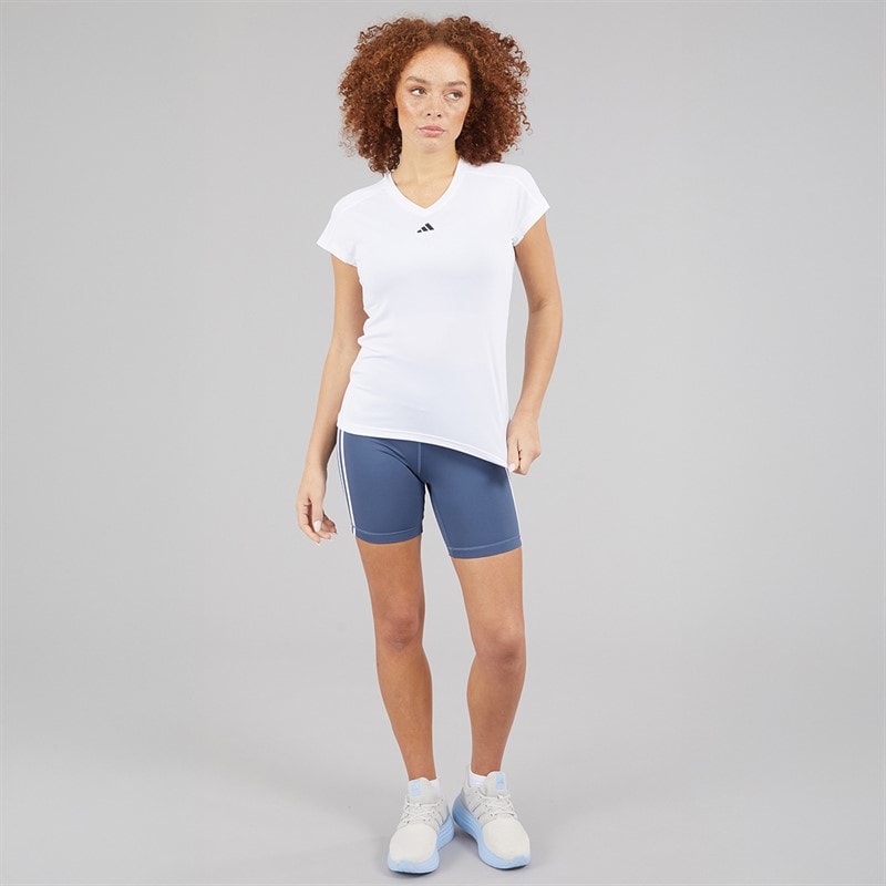 adidas Womens Aeroready Workout Essentials V-Neck T-Shirt White - Image 4