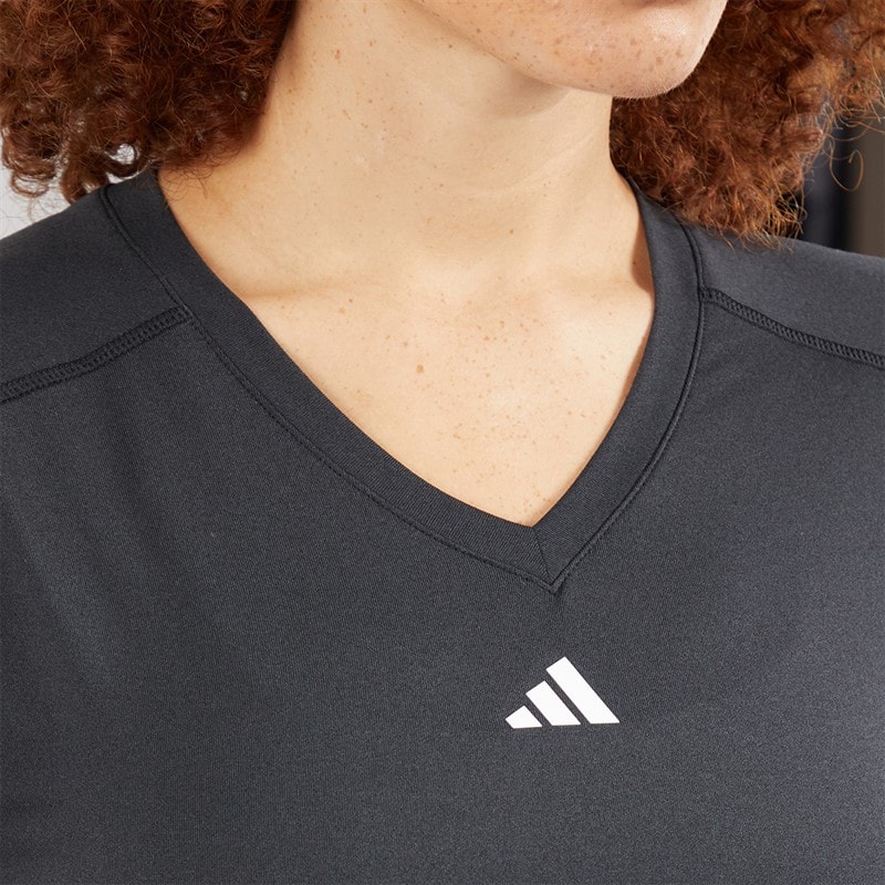 adidas Womens Aeroready Workout Essentials V Neck T-Shirt Black - Image 3