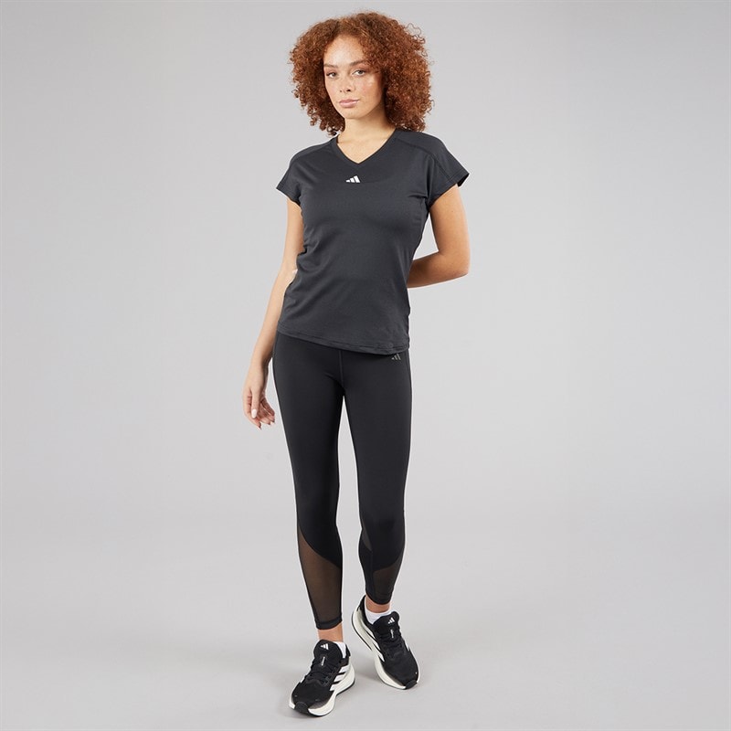 adidas Womens Aeroready Workout Essentials V Neck T-Shirt Black - Image 4