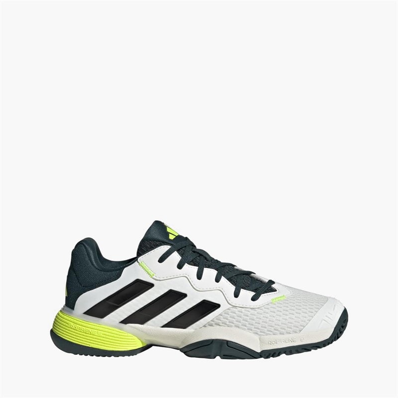 adidas Junior Barricade All Court Tennis Shoes Off White/Core Black/Aurora Ivy - Image 1