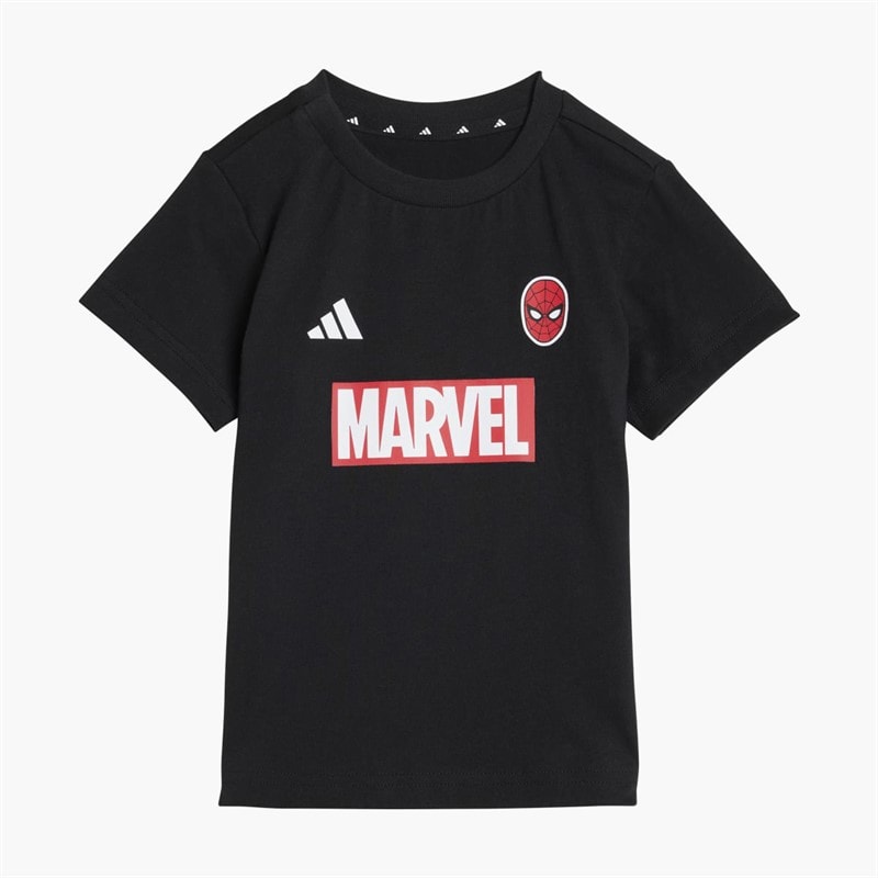 adidas Infant X Marvel Spider Man T-Shirt And Shorts Set Black/White - Image 3