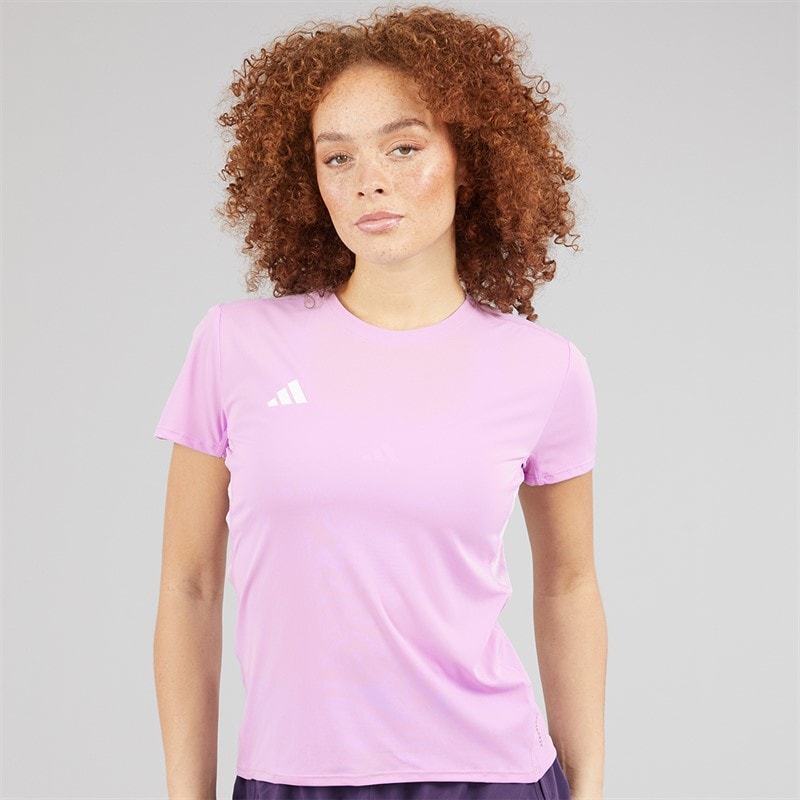 adidas Womens Adizero Essentials Running T-Shirt Powder Plum - Image 1