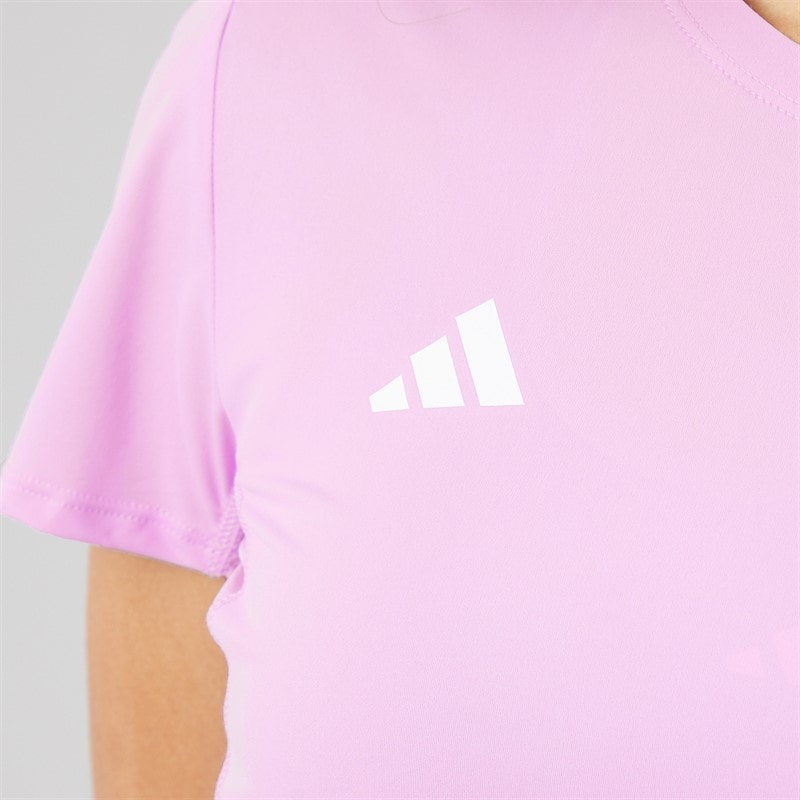 adidas Womens Adizero Essentials Running T-Shirt Powder Plum - Image 3