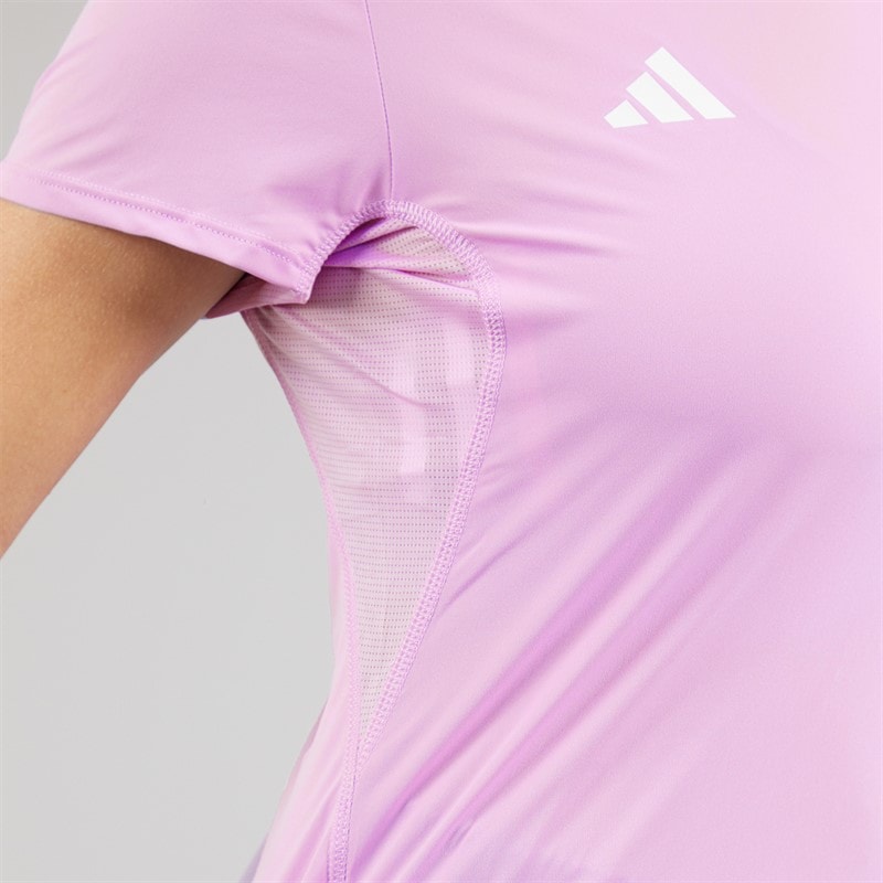 adidas Womens Adizero Essentials Running T-Shirt Powder Plum - Image 5