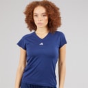 adidas Womens AEROREADY Workout Essentials V-Neck T-Shirt Dark Blue/White