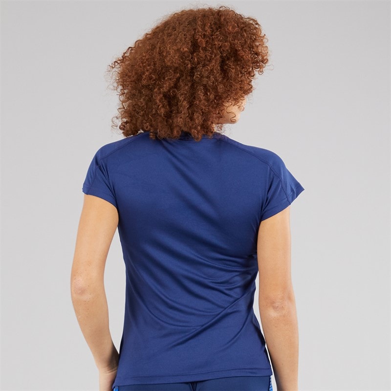 adidas Womens AEROREADY Workout Essentials V-Neck T-Shirt Dark Blue/White - Image 2