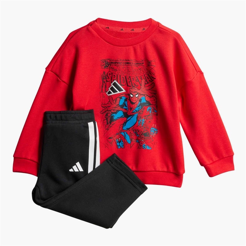 adidas Infant X Marvel Spiderman Sweatshirt And Joggers Set Pure Ruby/White - Image 1