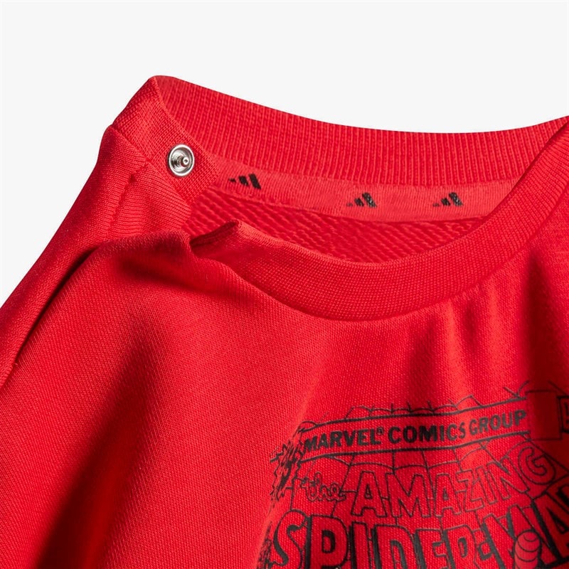 adidas Infant X Marvel Spiderman Sweatshirt And Joggers Set Pure Ruby/White - Image 2
