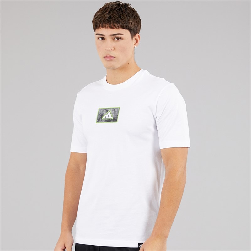 adidas Mens Camo Shape Graphic T-Shirt White - Image 1