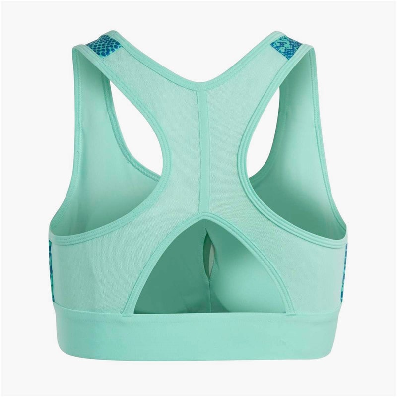 adidas Junior Girls Aeroready Powerreact Animal Print Padded Sports Bra Easy Green/Blue Fusion/White - Image 2