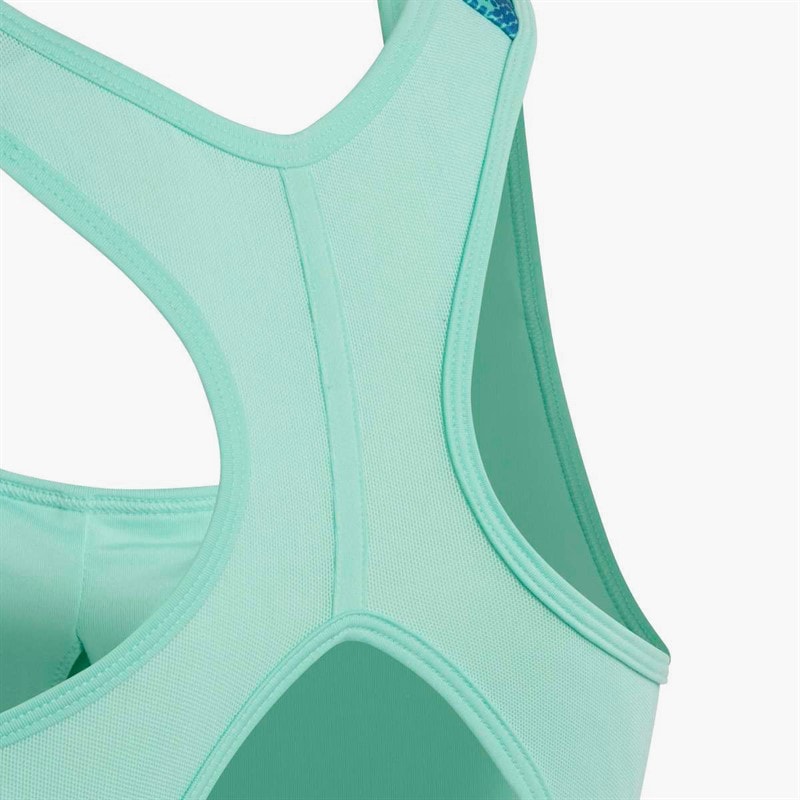 adidas Junior Girls Aeroready Powerreact Animal Print Padded Sports Bra Easy Green/Blue Fusion/White - Image 4