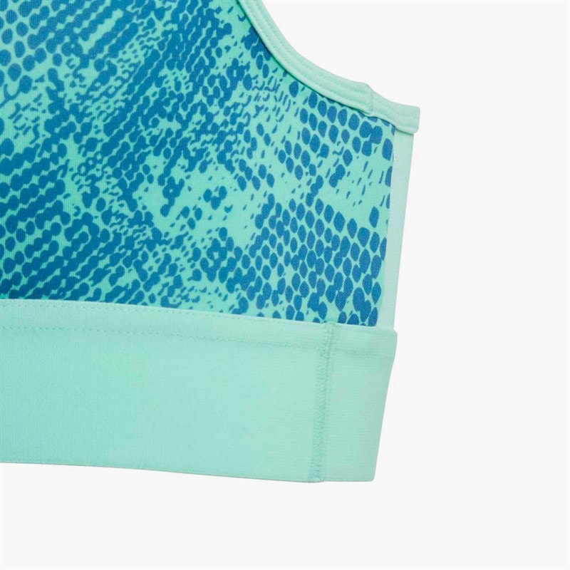 adidas Junior Girls Aeroready Powerreact Animal Print Padded Sports Bra Easy Green/Blue Fusion/White - Image 5