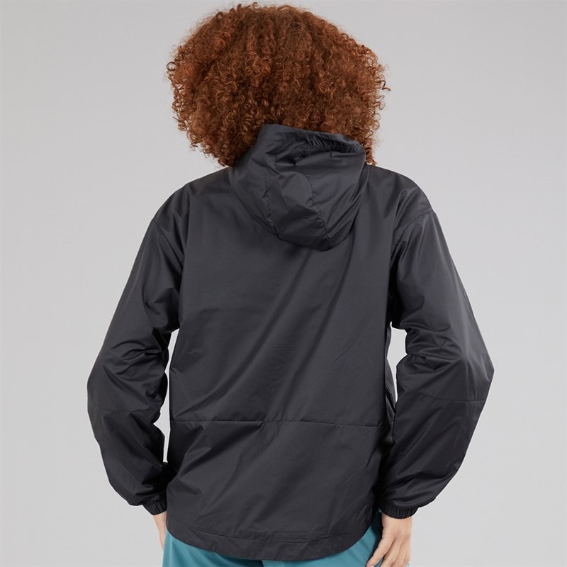 adidas Womens Essentials Logo Oversized Windbreaker Jacket Black/White - Image 2
