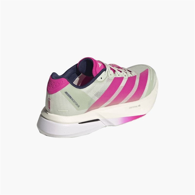 adidas Womens Adizero Boston 13 BMW Berlin Marathon 2025 Neutral Running Shoes Linen Green/Shock Pink/Dark Blue - Image 3