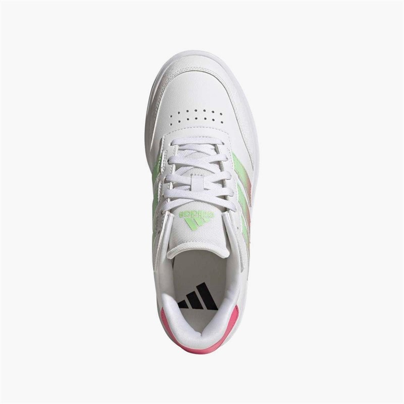 adidas Womens Courtblock Trainers Cloud White/Semi Green Spark/Pink Fusion - Image 4