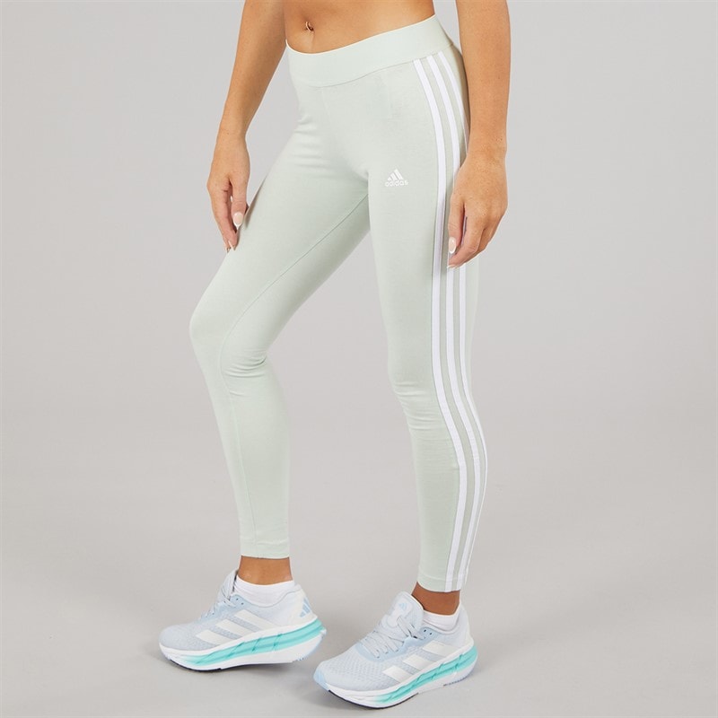 adidas Womens Essentials 3-Stripes Leggings Linen Green - Image 2