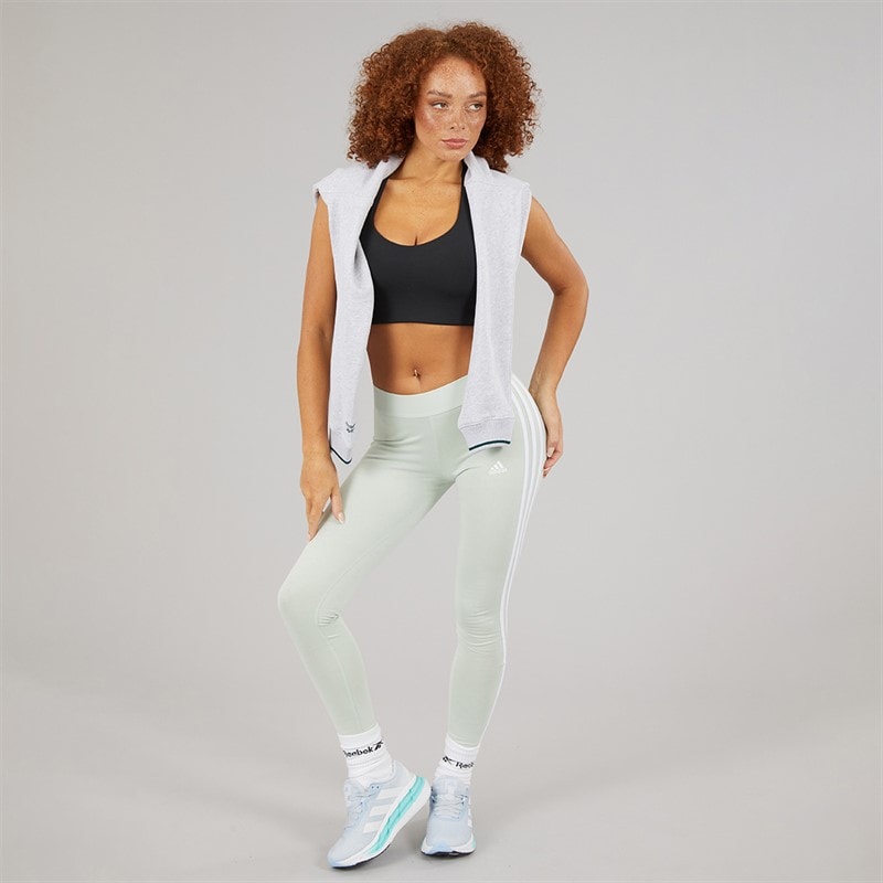 adidas Womens Essentials 3-Stripes Leggings Linen Green - Image 4