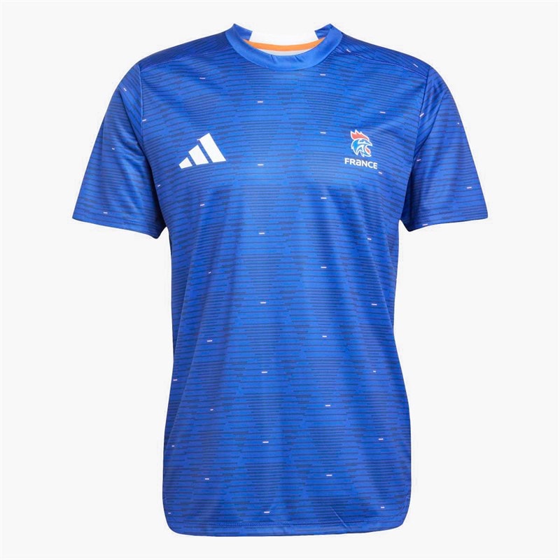 adidas Mens FFHB France Handball Training Jersey Semi Lucid Blue - Image 1