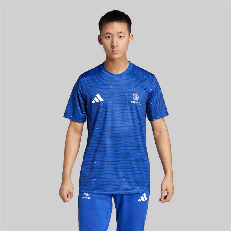 adidas Mens FFHB France Handball Training Jersey Semi Lucid Blue - Image 2