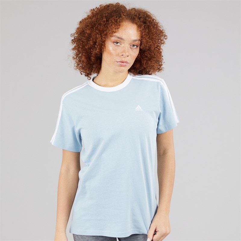 adidas Womens Essentials 3-Stripes T-Shirt Wonder Blue - Image 1