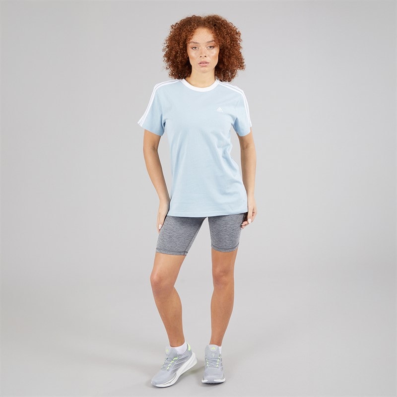 adidas Womens Essentials 3-Stripes T-Shirt Wonder Blue - Image 4