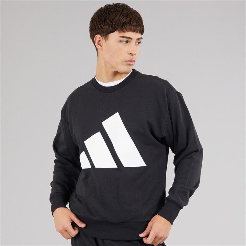 adidas Mens Essentials Big Logo French Terry Sweatshirt Black/White - Image 1