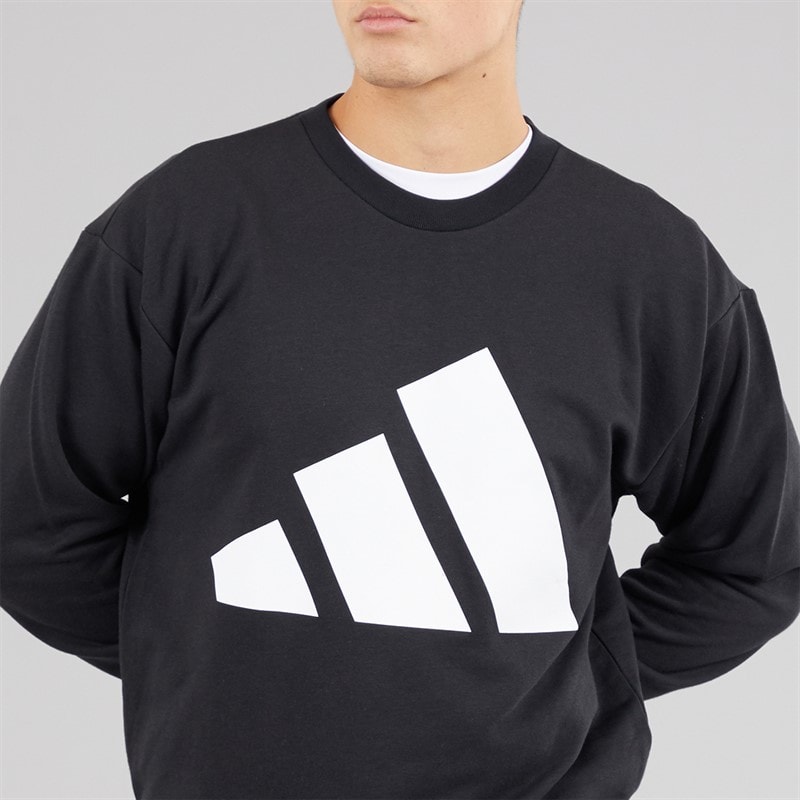 adidas Mens Essentials Big Logo French Terry Sweatshirt Black/White - Image 3