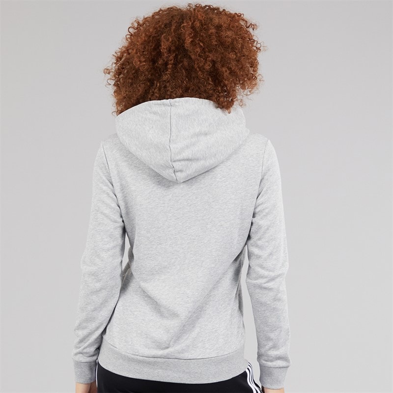 adidas Womens Essentials Logo Relaxed Fit Hoodie Medium Grey Heather/White - Image 2