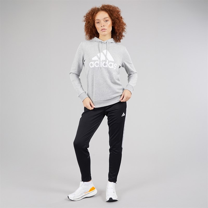 adidas Womens Essentials Logo Relaxed Fit Hoodie Medium Grey Heather/White - Image 4