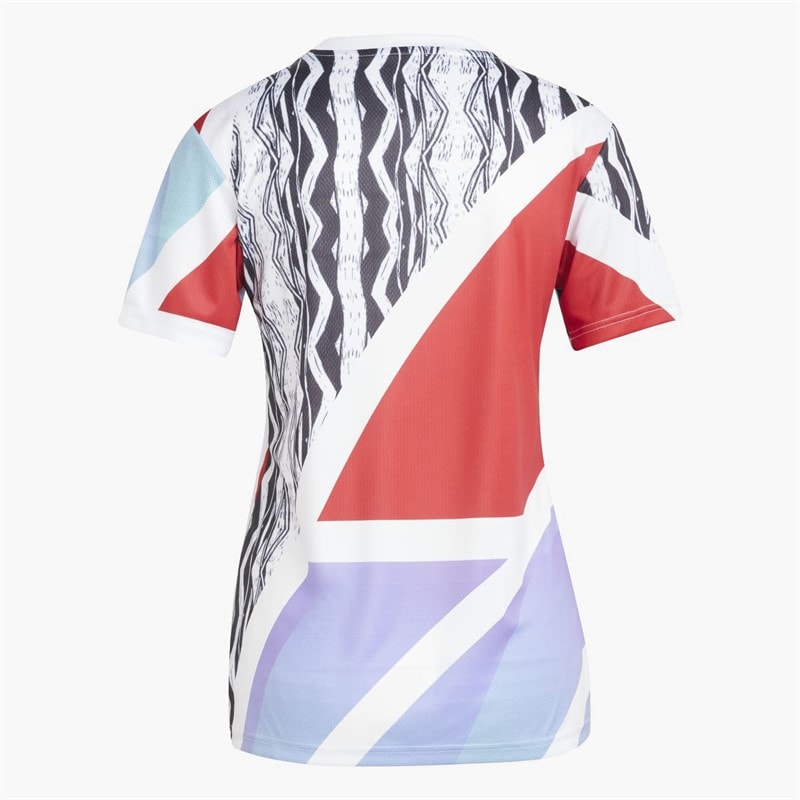 adidas Womens AFC Arsenal FC 24/25 Pre Match Jersey Better Scarlet/White/Black/Clear Aqua - Image 2