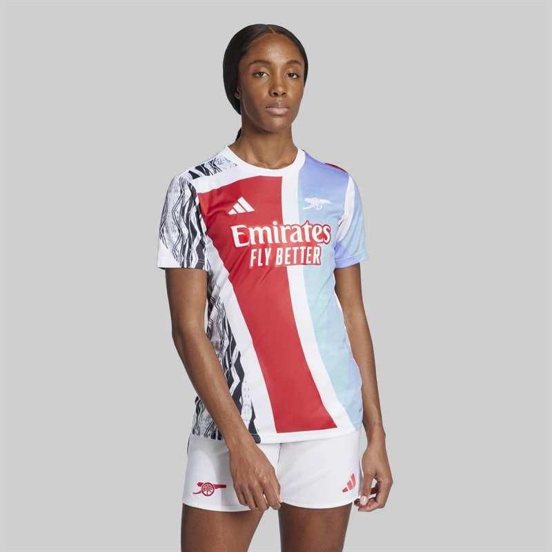 adidas Womens AFC Arsenal FC 24/25 Pre Match Jersey Better Scarlet/White/Black/Clear Aqua - Image 3