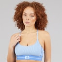 adidas Womens Hyperglam Rib Light Support Bralette Glow Blue/Blue Fusion