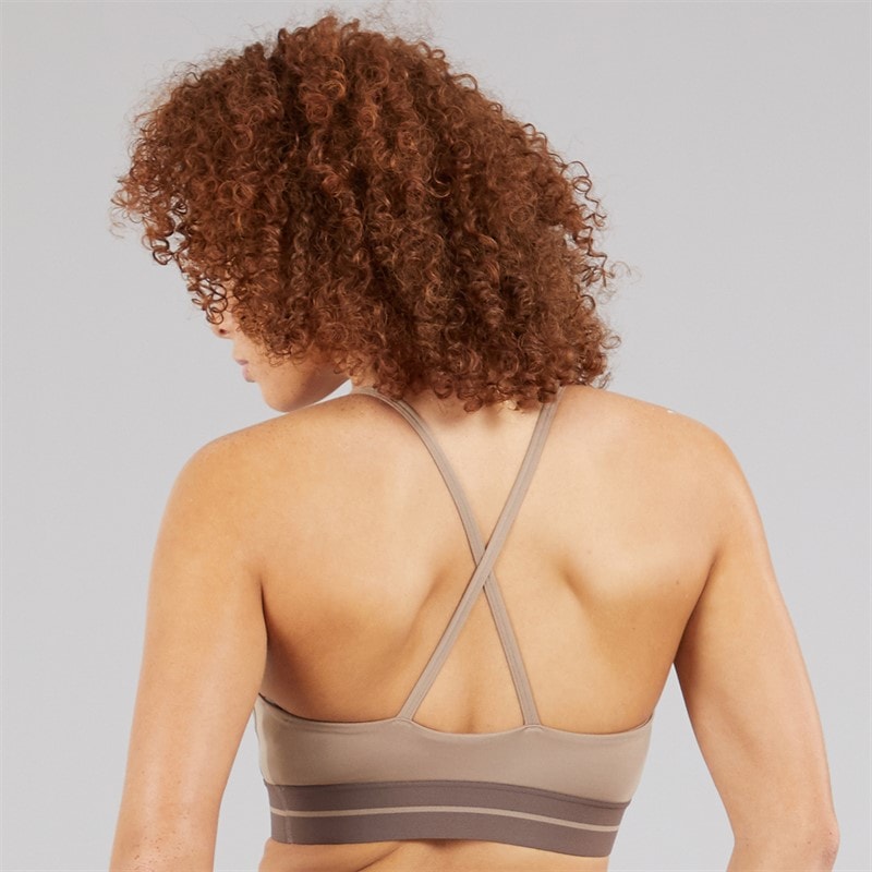 adidas Womens Hyperglam Rib Light Support Bralette Chalky Brown/Earth Strata - Image 2