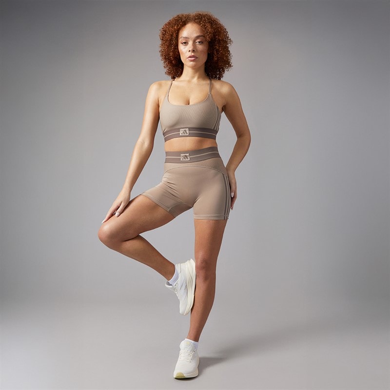adidas Womens Hyperglam Rib Light Support Bralette Chalky Brown/Earth Strata - Image 4