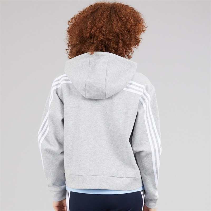 adidas Womens Future Icons 3-Stripes Full Zip Hoodie Medium Grey Heather - Image 2