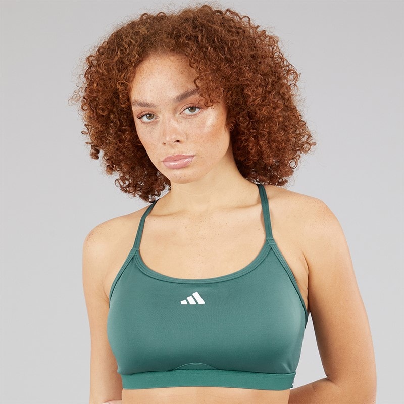 adidas Womens Aeroreact Training Light Support Sports Bra Preloved Teal - Image 1