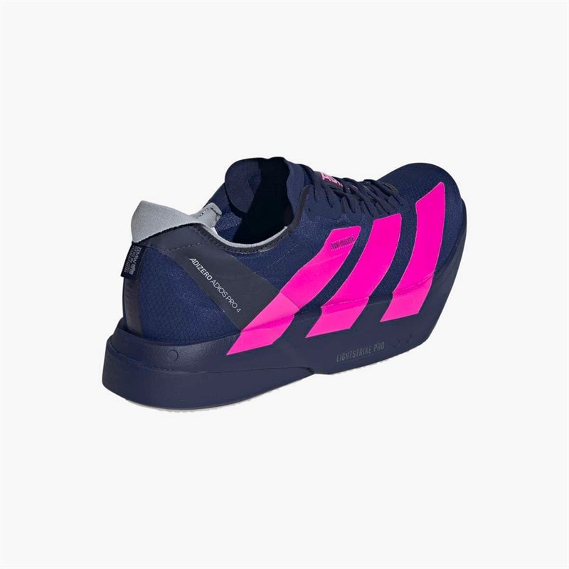 adidas Mens Adizero Adios Pro 4 Neutral Running Shoes Dark Blue/Shock Pink/Dash Grey - Image 3