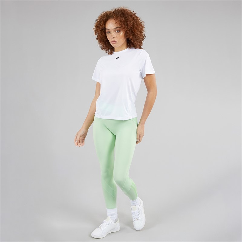 adidas Womens Hyperglam Rib 1/1 Leggings Semi Green Spark/Lime Burst - Image 4