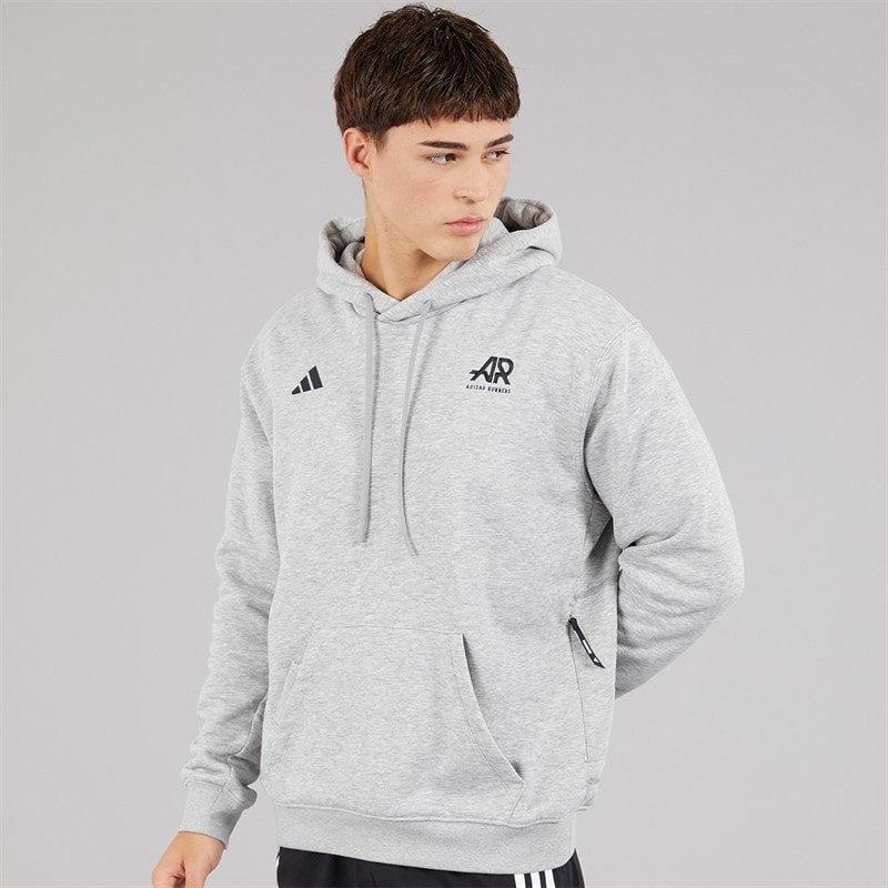 adidas Mens Runners Back Graphic Hoodie Medium Grey Heather - Image 2