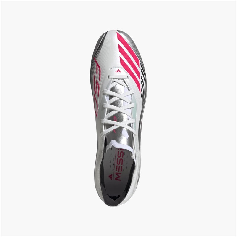 adidas Mens F50 Messi Pro FG Firm Ground Football Boots Cloud White/Lucid Red/Silver Metallic - Image 4