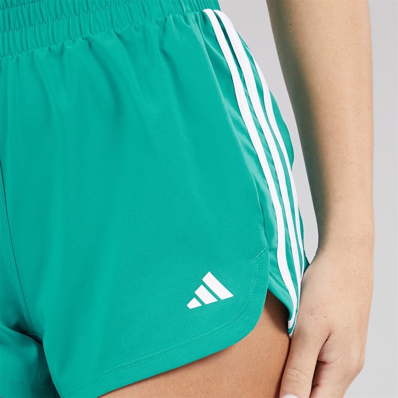 adidas Womens Pacer Training 3-Stripes High Rise Woven Shorts Pure Teal/White - Image 5