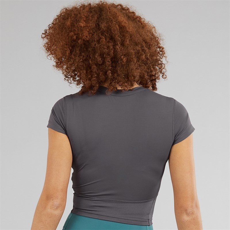 adidas Womens Hyperglam Shine Baby T-Shirt Grey Strata/Taupe Oxide - Image 2