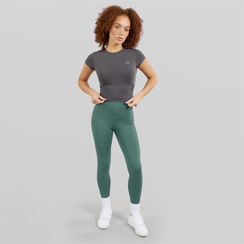 adidas Womens Hyperglam Shine Baby T-Shirt Grey Strata/Taupe Oxide - Image 4