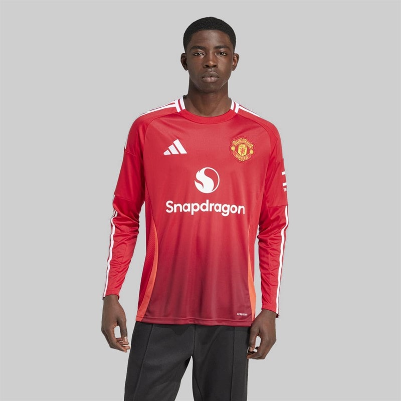 adidas Mens MUFC Manchester United 24/25 Home Long Sleeve Jersey Mufc Red - Image 3